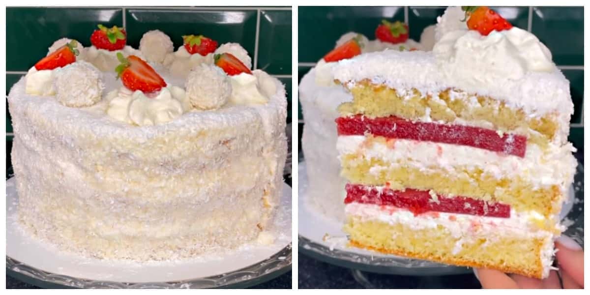 Торт "Рафаелло" з полуничним прошарком - покроковий рецепт приготування