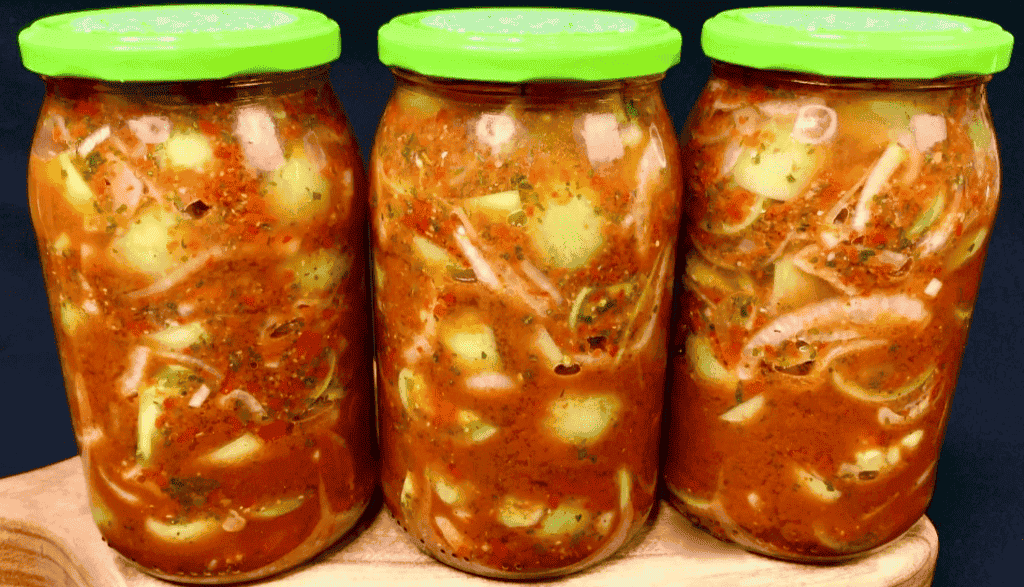 Салат із зелених помідорів на зиму "по-грузинськи": виходять дуже смачні, в міру гостренькі і зберігаються без холодильника