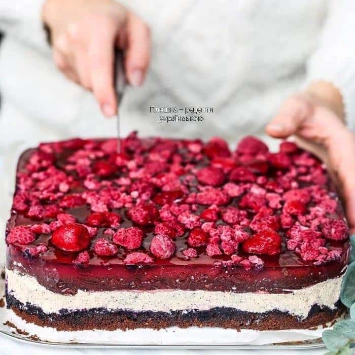 Неймовірний торт "Деліція": шоколадні коржі, кавовий крем та малина в желе - смакота, в яку ви точно закохаєтесь