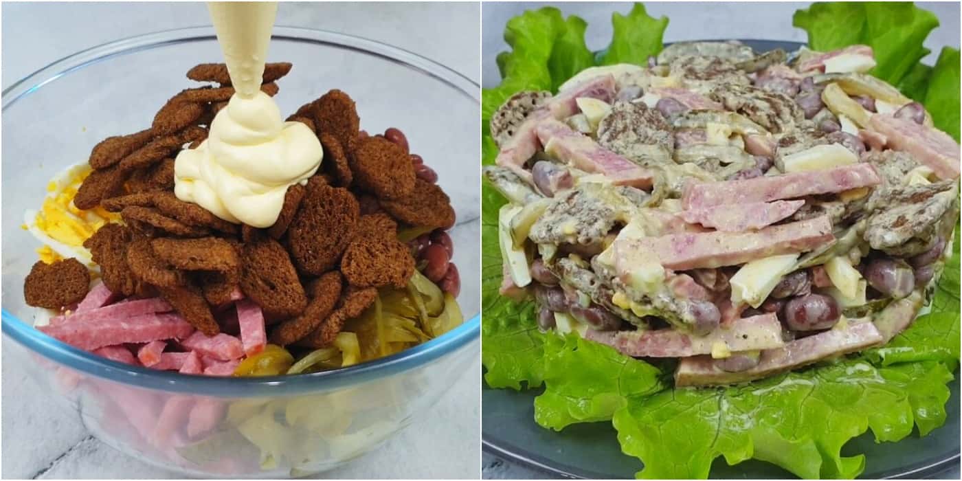 Салат з копченою ковбасою і сухариками: простий рецепт на будь-який стіл