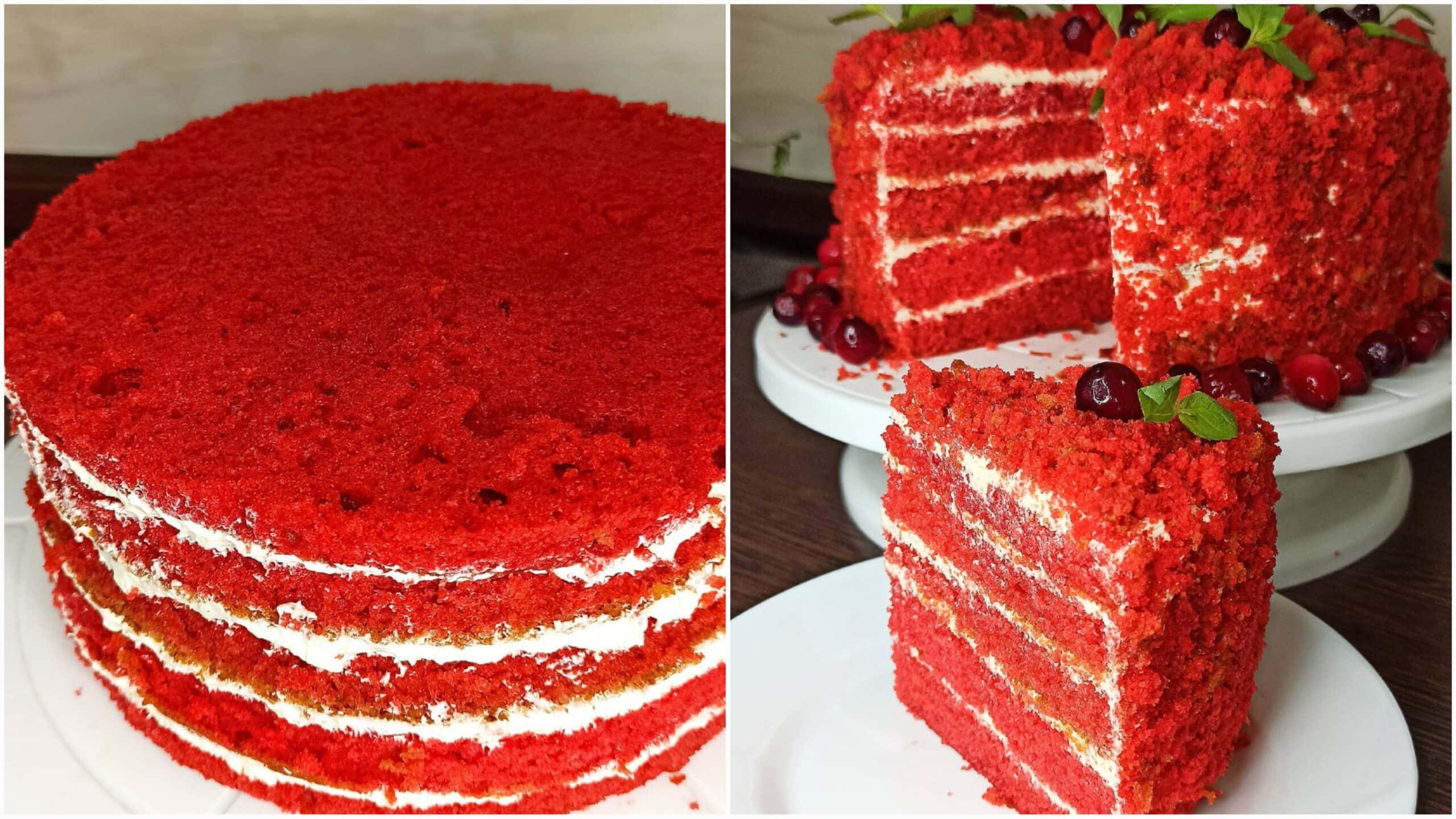 Торт "Червоний Оксамит" на Новий рік 2024 - найпростіший варіант улюбленого, святкового тортика (виходить смачний, красивий і дуже ніжний)