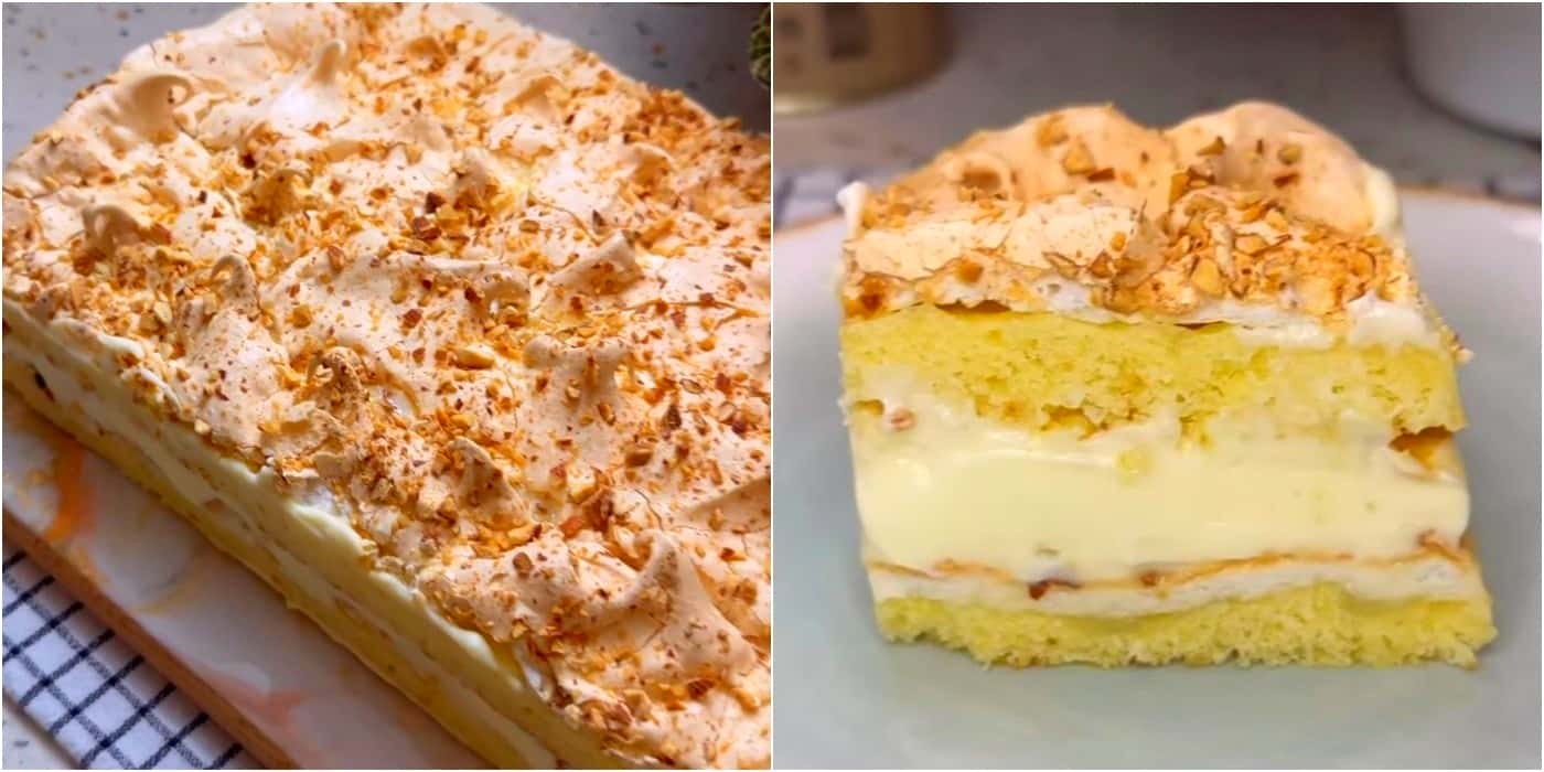 Цей ніжний і дуже смачний пляцок «Хмаринка» випікаю одним коржом! Тут найніжніший крем, легке безе, повітряний бісквіт та легкі нотки мигдалю