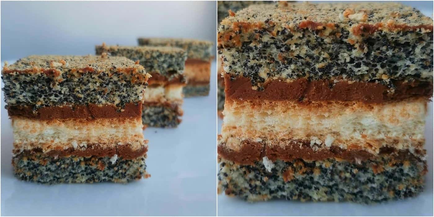 Улюблений пляцок "Пелюстка" - неймовірна смакота з маковими коржами, хрустким кокосовим безе і карамельним кремом