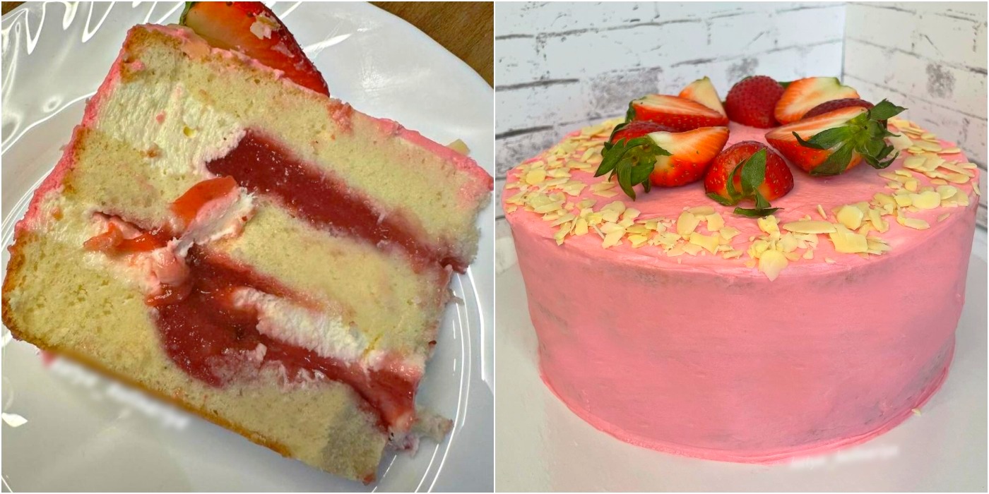 Торт "Полуниця з вершками🍓🍰" - найніжніший і дуже смачний тортик для святкового столу