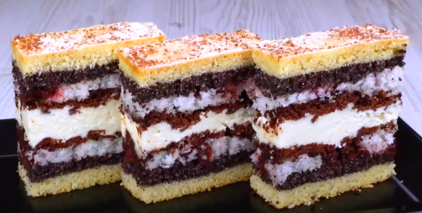 «Дика орхідея» - пісочний пляцок з трьома начинками: кокосом, маком та вишнями, чудовий рецепт від української господині