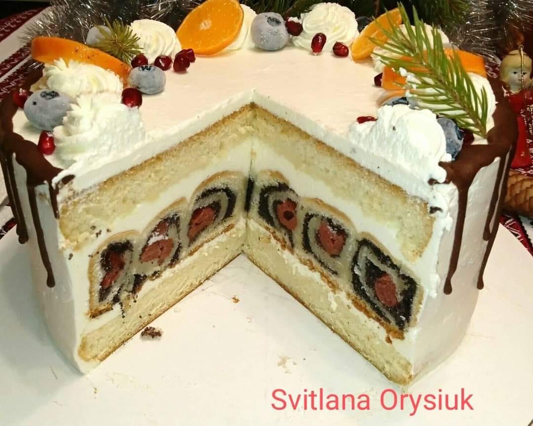 Розкішний торт за рецептом української господині: гарний, дуже смачний тортик з маком і вишнями