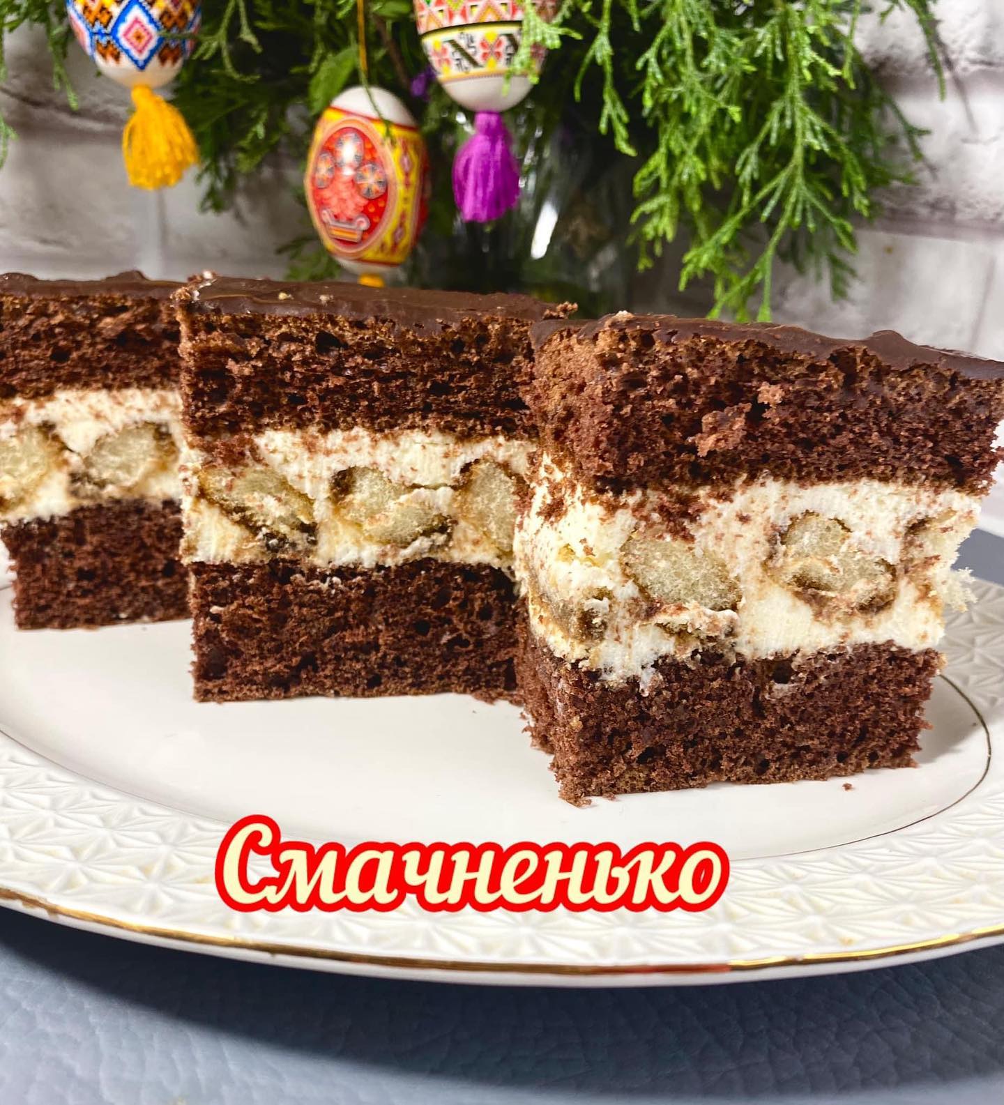 Смачний шоколадний пляцок з маскарпоне та печивом саворді - чудовий рецепт від української господині