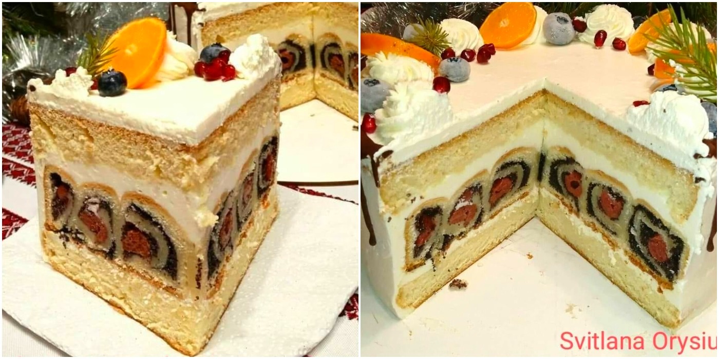 Розкішний торт за рецептом української господині: гарний, дуже смачний тортик з маком і вишнями