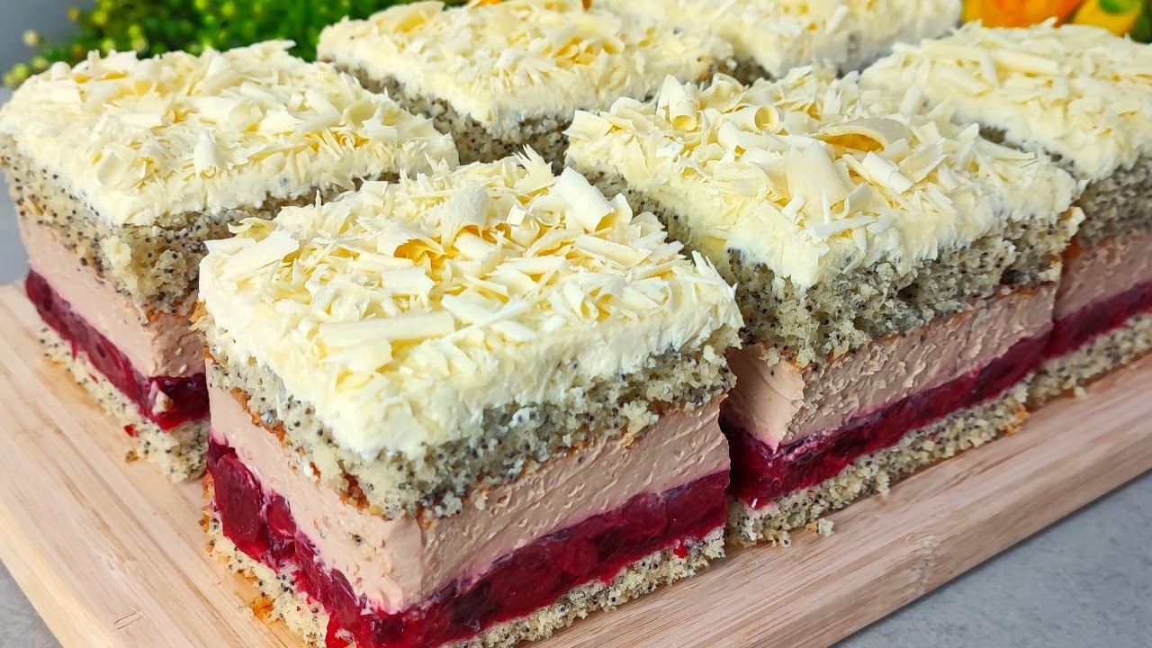 Хіт сезону! Торт, який тане в роті! Це найсмачніший торт, який я коли-небудь їла! Вишнево-маковий торт з найніжнішим кремом