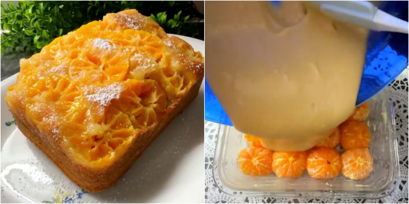Смачний, соковитий мандариновий пиріг, який готується з простих інгредієнтів. Готуємо до чаю на швидку руку