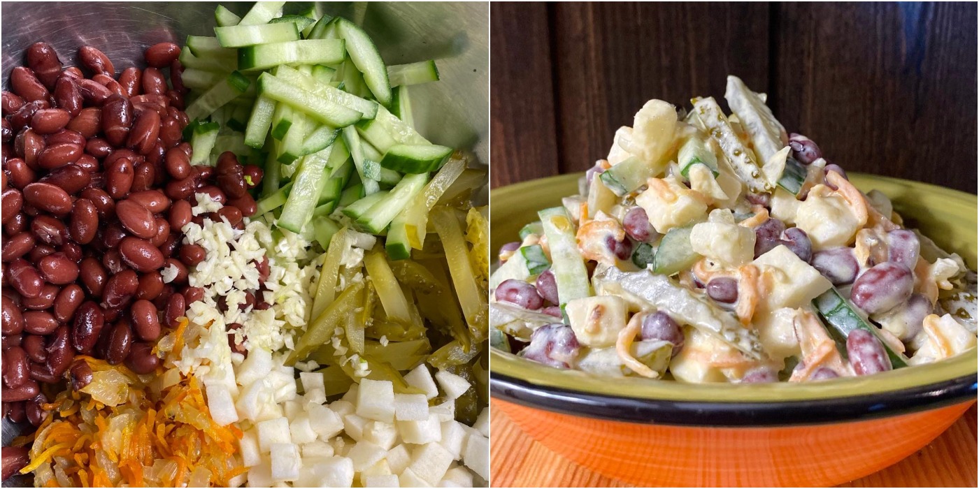 Один із улюблених салатів! Він без риби, без м'яса, і з дуже доступних продуктів! Подаю на будь-який стіл!