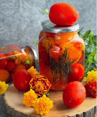 Рецепт, тих самих «Оксамитових помідорів»! Неймовірно смачні і запашні помідори з чорнобривцями на зиму