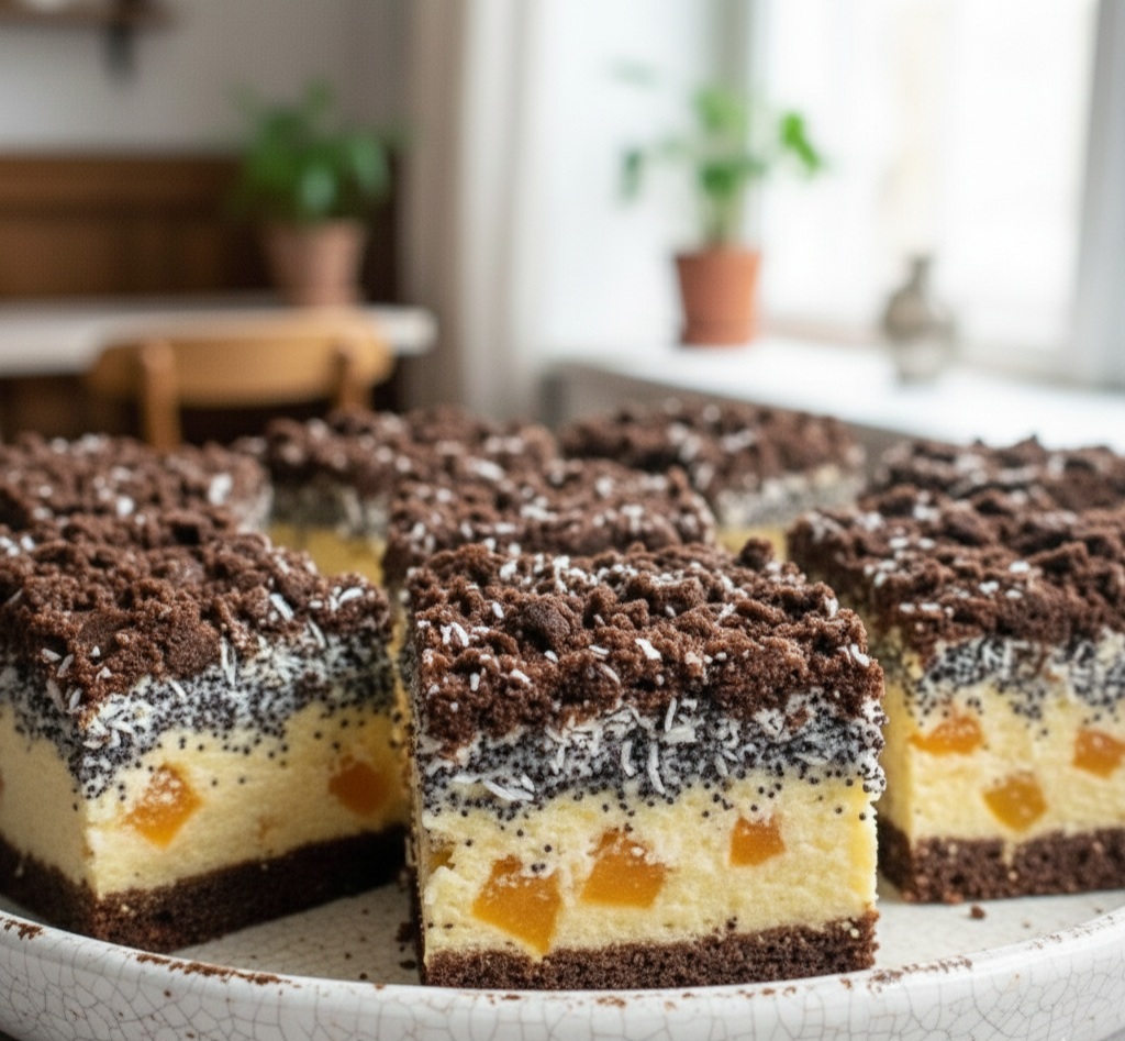 Спечу його на Різдво! Смачнющий маково-кокосовий сирник з персиками! Випросила рецепт у кав'ярні!