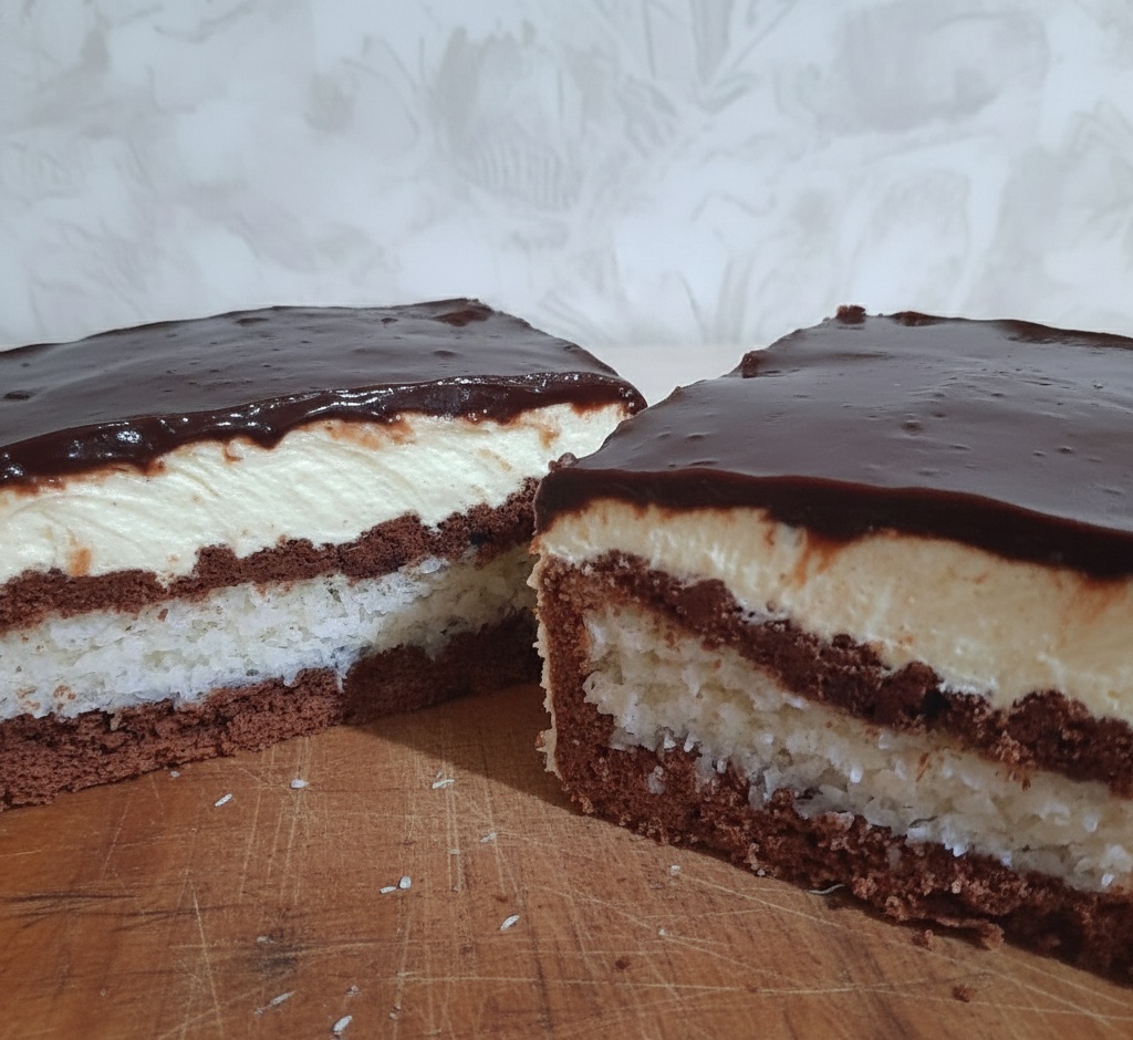 Надзвичайно смачний давній, весільний пляцок "Баунті", який печеться одним коржем! Готується дуже легко та просто!