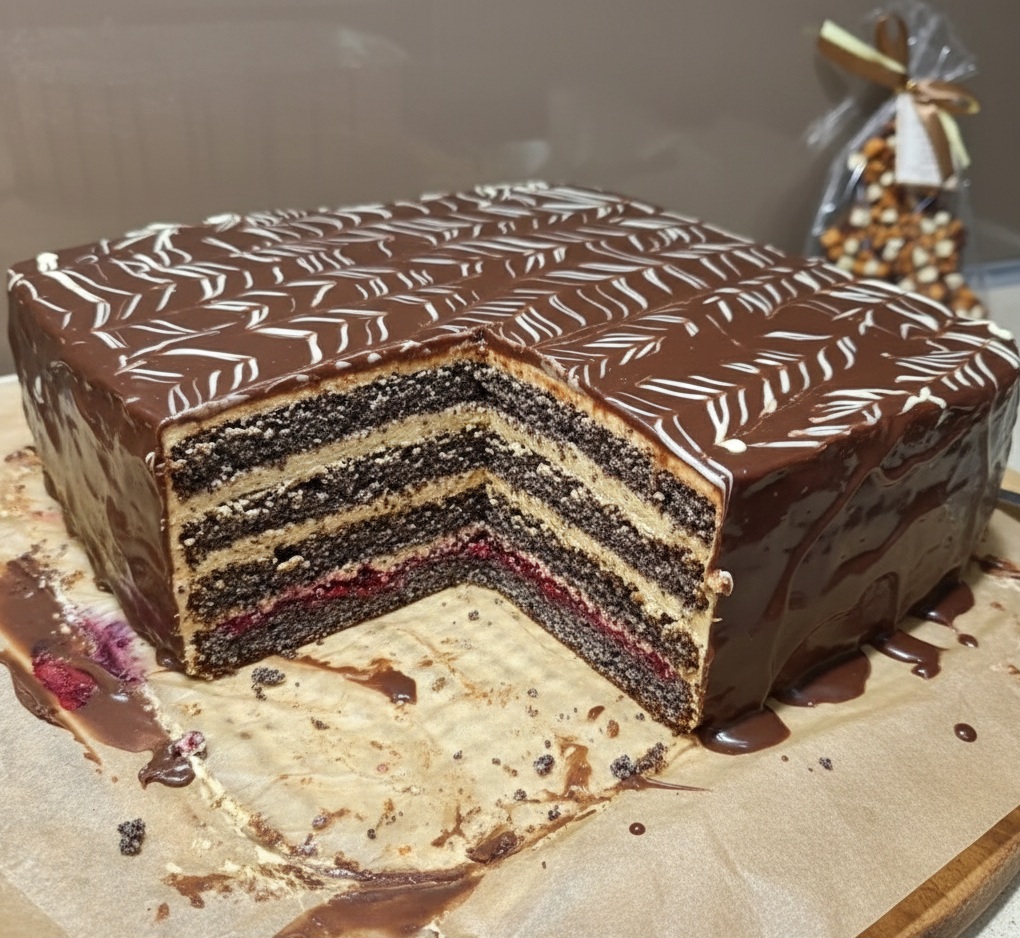 Чудовий МАКОВИЙ ТОРТ із кавовим кремом та вишневою начинкою. Ідеальний вибір до Різдвяного столу!