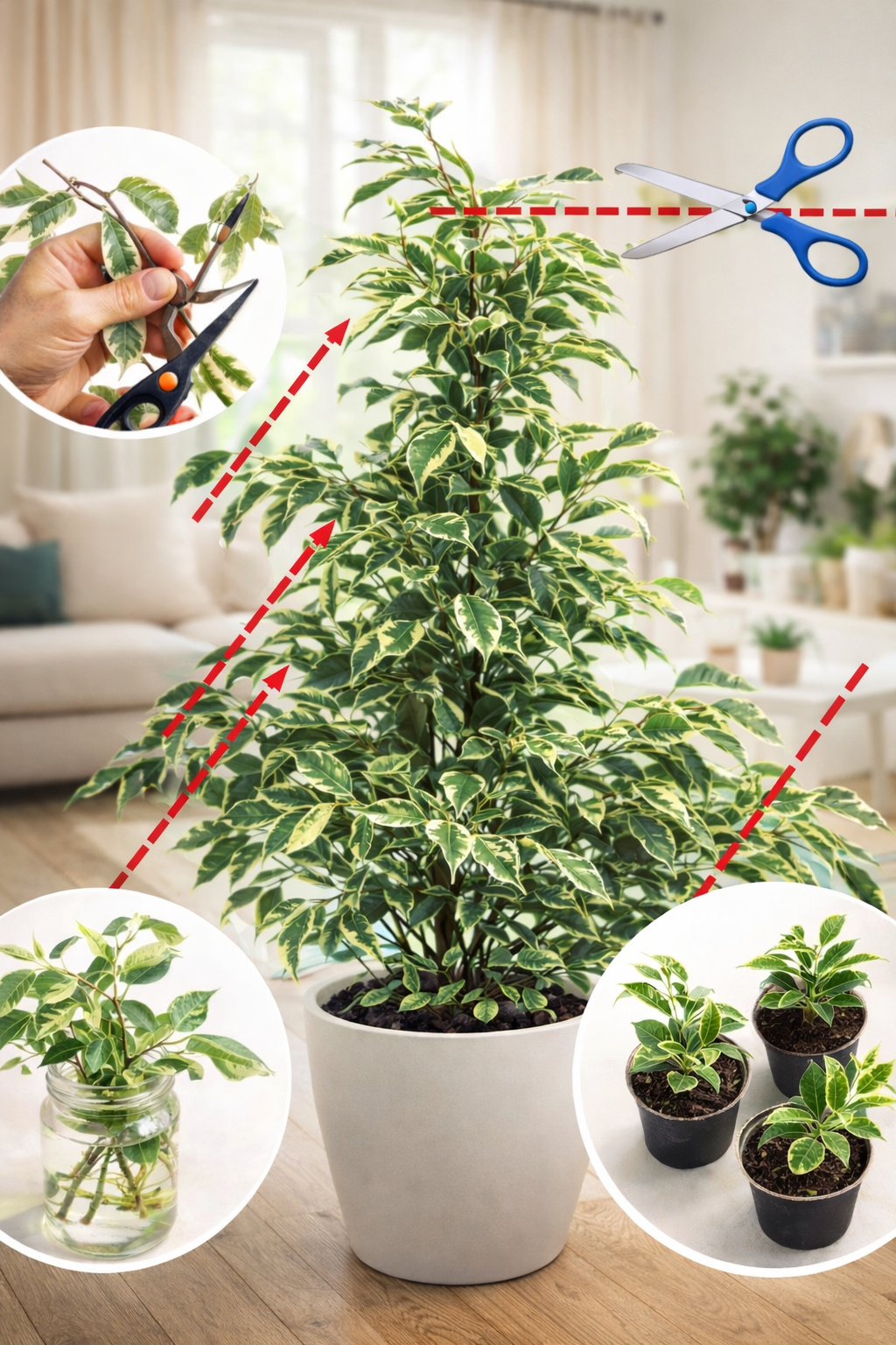 Результат 100%! Не бійтеся ножиць! Саме час перетворювати Ваш Фікус на пишне дерево!