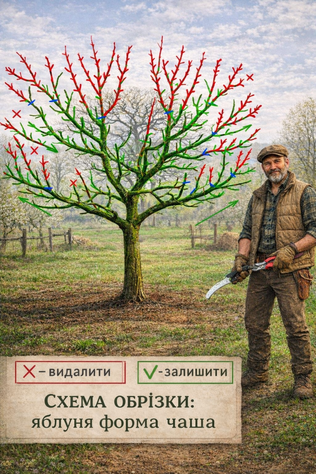 90% людей обрізають яблуню неправильно! Подивіться, як треба! Секрет старих садівників: ця схема дає вдвічі більше яблук!