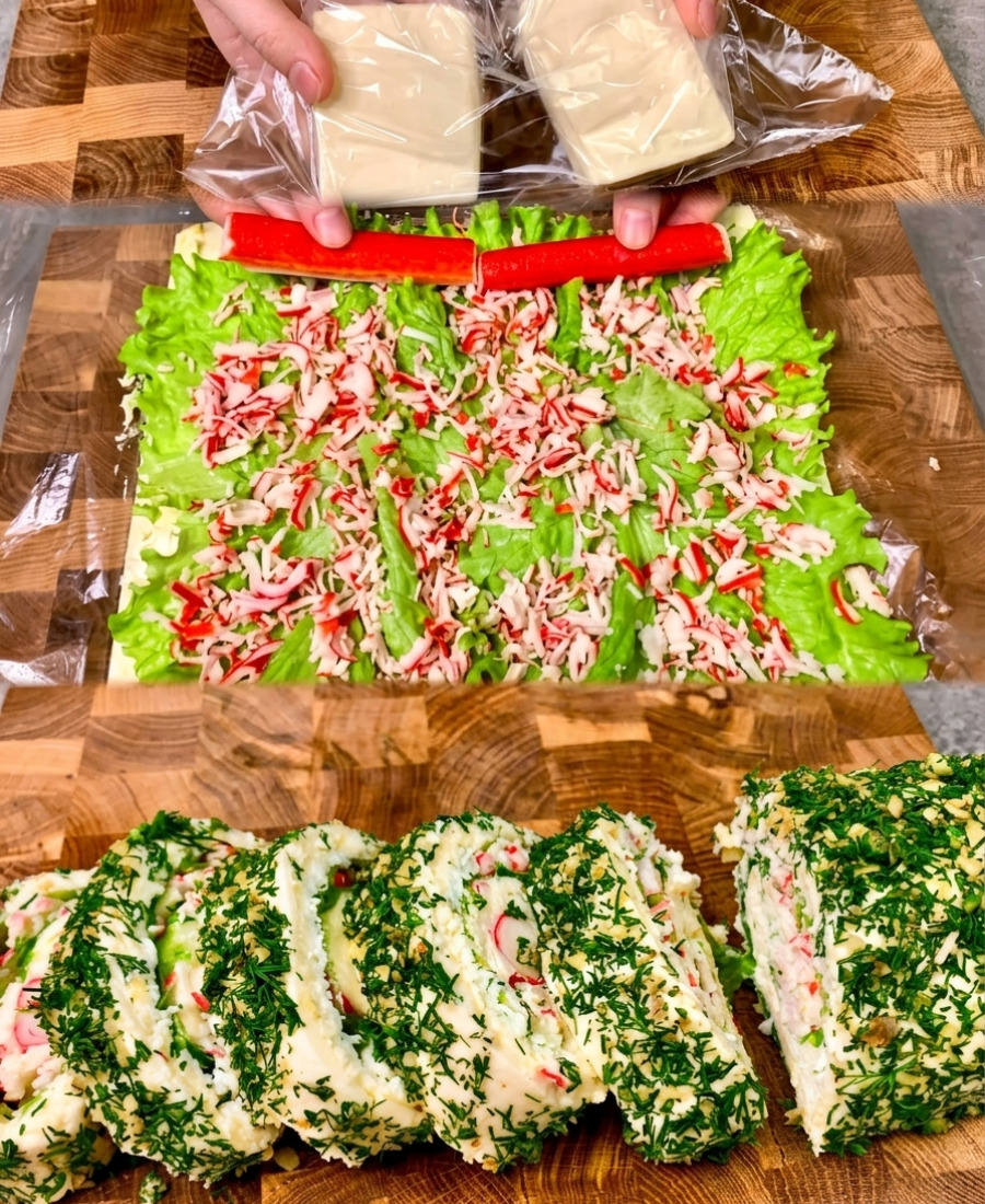 Беру плавлений сирок, крабові палички та готую святковий рулет без лаваша: дешево, просто та дуже смачно виходить, зберігайте собі класну ідею