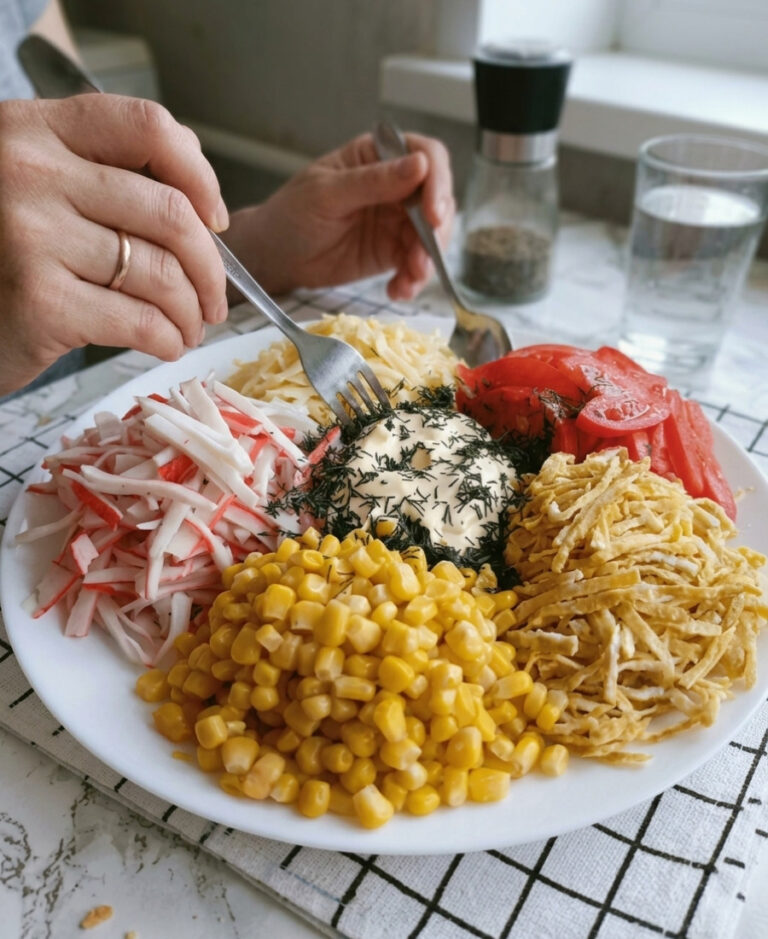 fb oryhinalnyy smachnyy ta krasyvyy krabovyy salat takyy salatyk prykrasyt bud yakyy stil 85477