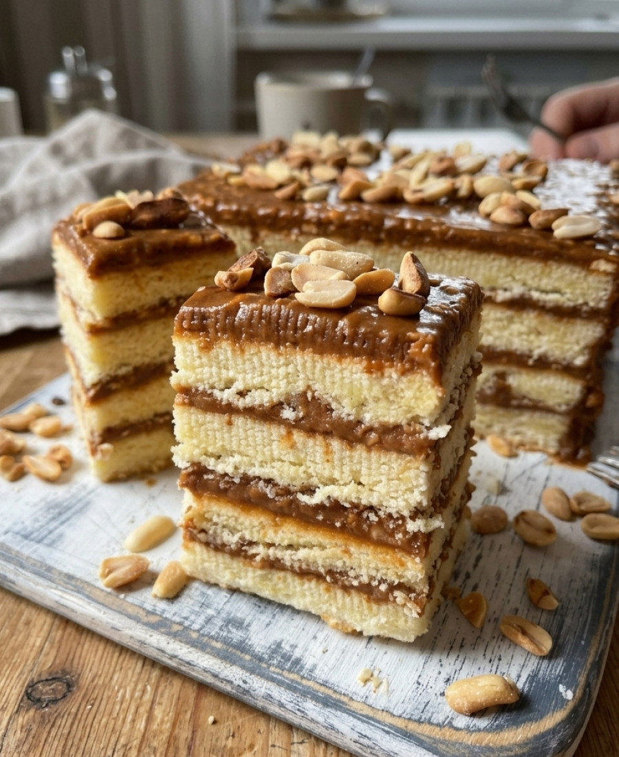 Пляцок, що підкорює відразу! Такого Ви ще не їли! Ароматний, пухкий і дуже смачний торт “Арахіс в шоколаді з вареним згущеним молоком”