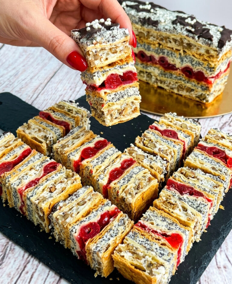 fb duzhe smachnyy perekladanets z horihamy v tsomu plyatsku chudovo poednani horihy mak ta vyshni a sloyoni korzhi prosto tanut v roti 115945