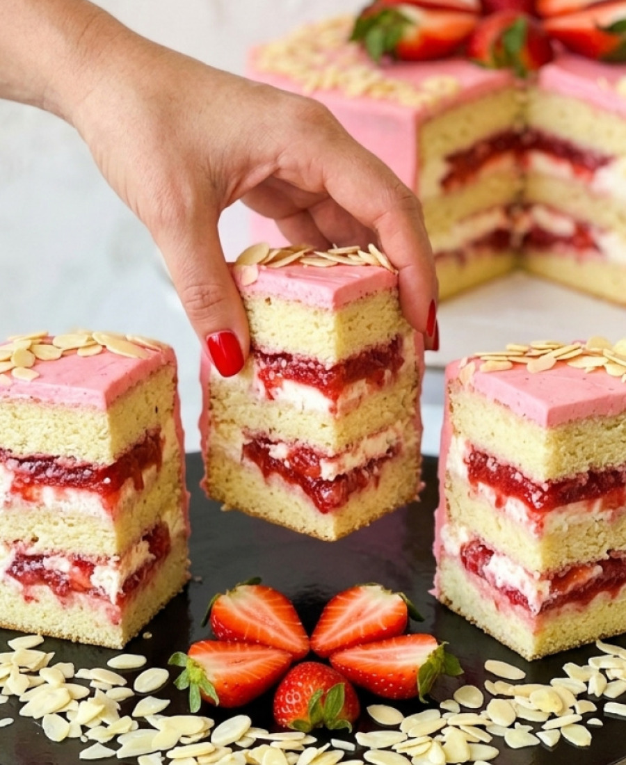 Торт “Полуниця з вершками🍓🍰” – найніжніший і дуже смачний тортик для святкового столу