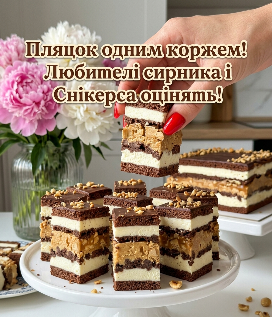 Пляцок ОДНИМ КОРЖЕМ! Любителі Сирника і Снікерса оцінять! Ніхто не вірить, що цей пляцок так просто спекти!