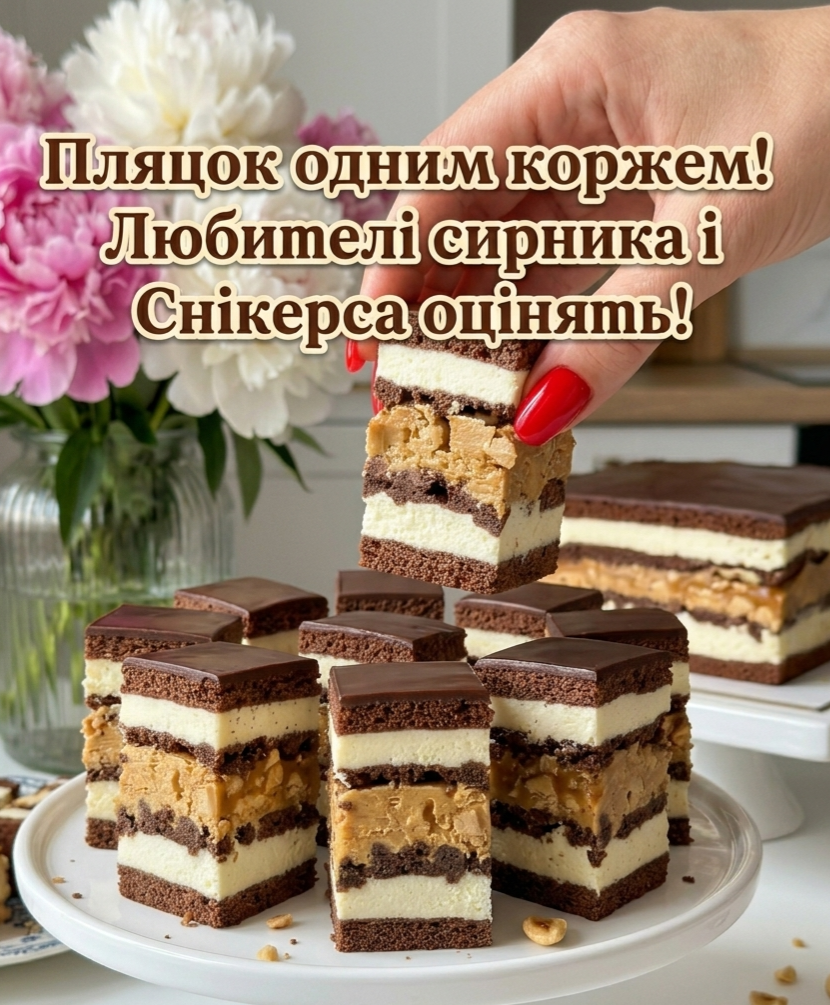 Пляцок ОДНИМ КОРЖЕМ! Любителі Сирника і Снікерса оцінять! Ніхто не вірить, що цей пляцок так просто спекти!