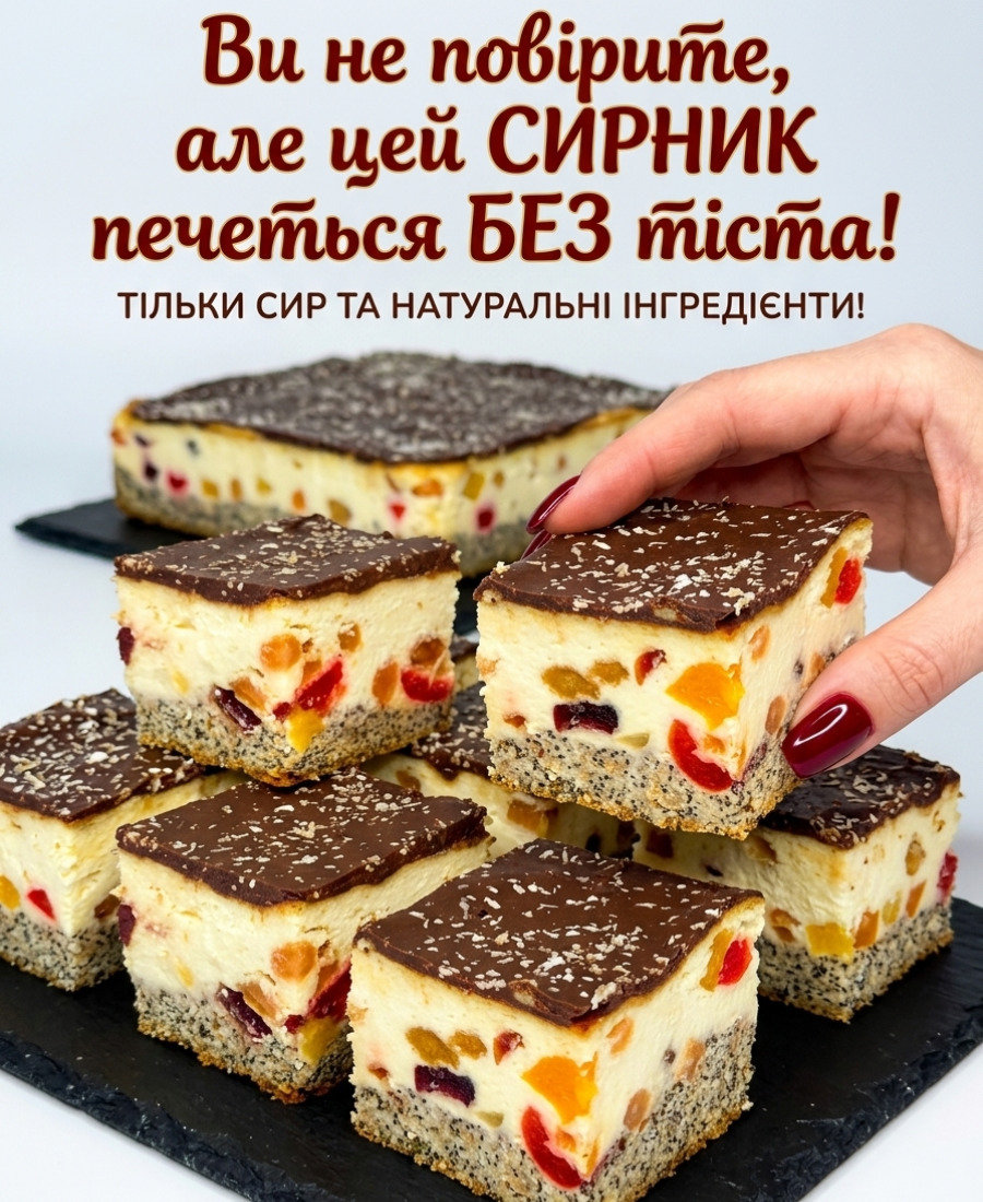 Сирник без тіста з сухофруктами “Святковий” – простий у виконанні і водночас вишуканий на смак та вигляд, до вподоби і дорослим, і малим