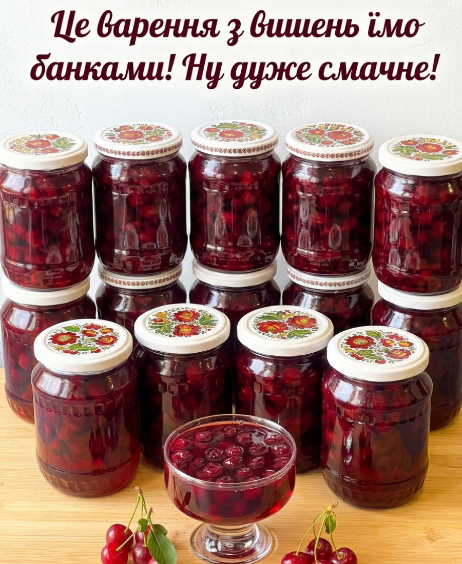 Так це варення готувала моя мама, а тепер і я! Вишневе варення на зиму – дуже смачне, красиве і ягідки всі ціленькі