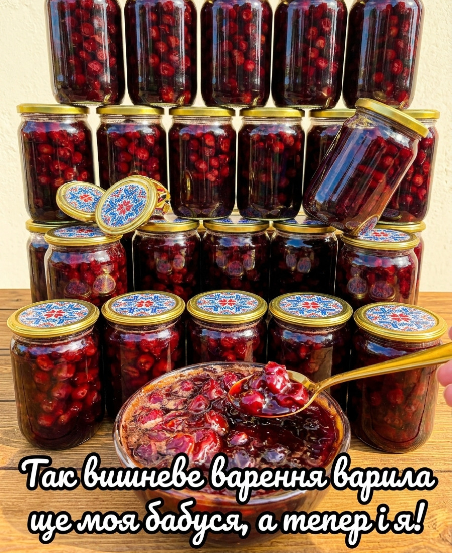 Вишневе варення на зиму. Так готувала ще моя бабуся, вареннячко виходить дуже густе і смачне, до випічки саме те!