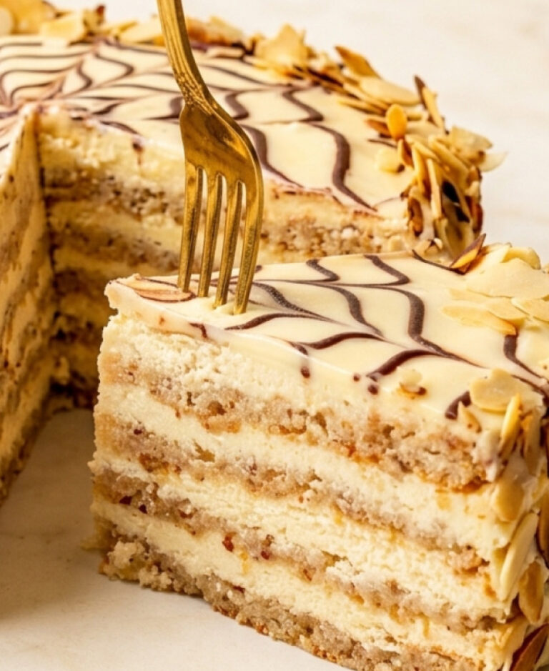 fb znamenytyy uhorskyy tort esterhazi myhdalevi korzhi nizhnyy zavarnyy krem i hlazur na bilomu shokoladi neymovirna smakota 103069